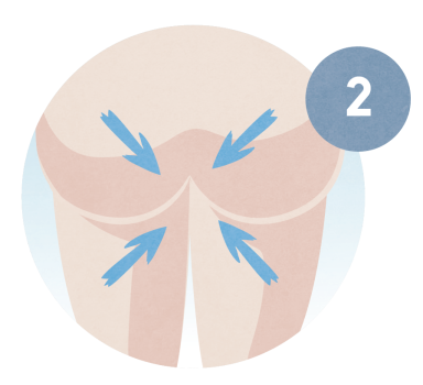 Buttock muscles are squeezed tightly to hold back the stools.