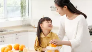 Mom with child cooking together