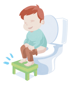 Adopting a comfortable posture for their legs and feet while sitting on the toilet bowl2